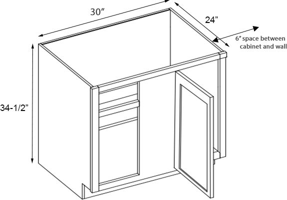 Primary Grey Shaker Blind Base Cab for 36" to 39" Space - 30" W
