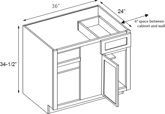 Primary Grey Shaker Blind Base Cab for 42" to 45" Space - 36" W