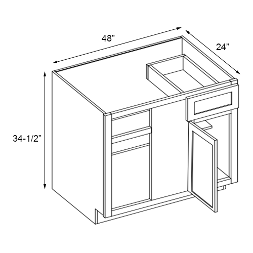 Primary Grey Shaker Blind Base Cab for 48" to 51" Space - 48" W