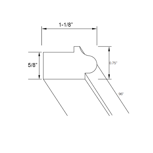 Primary Grey Shaker Bottom Edge Molding (Narrow Light Rail)