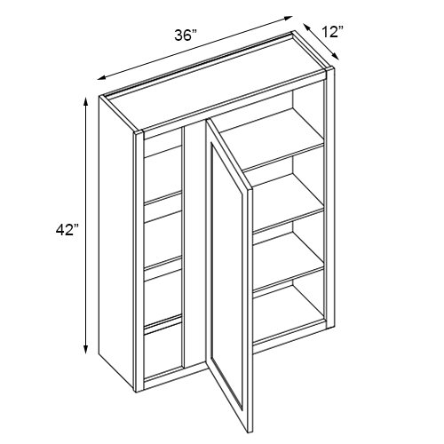 Primary Grey Shaker Blind Wall Cabinet - 36" W x 42" H