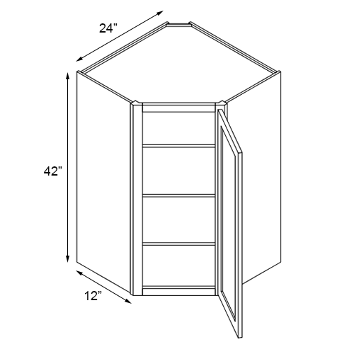 Primary Grey Shaker Corner Wall Cabinet - 24" W x 42" H