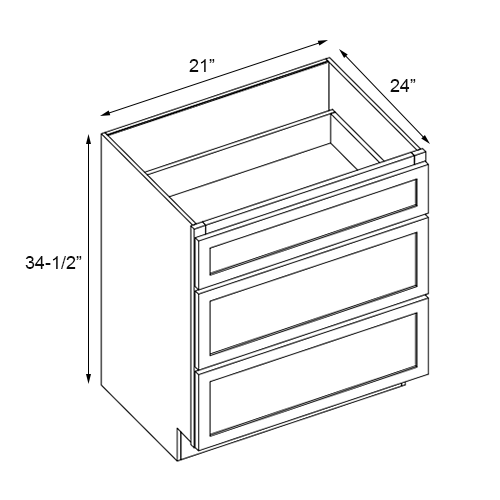 Primary Grey Shaker Drawer Base Cabinet - 21" W