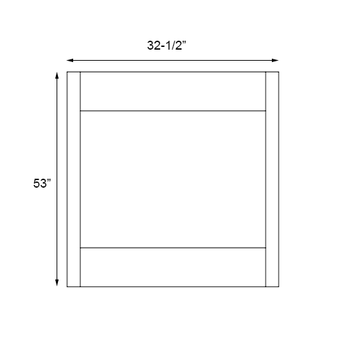 Primary Grey Shaker Oven Cabinet Overlay Panel - 33" W x 55" H