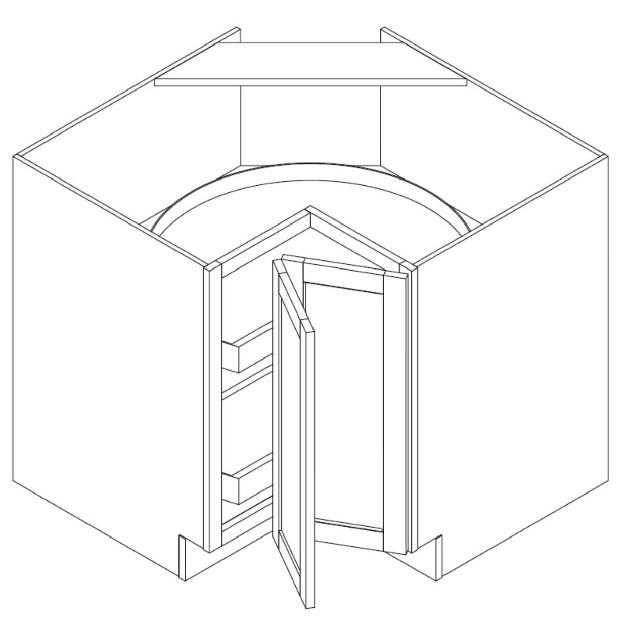Primary Grey Shaker Lazy Susan Cabinet - 36" W x 24" D