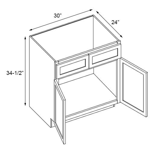 Primary Grey Shaker Sink Base Cabinet - 30" W x 34.5" H