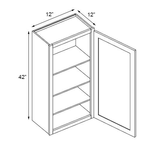 Primary Grey Shaker Single Door Wall Cabinet - 12" W x 42" H