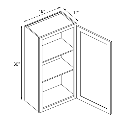 Primary Grey Shaker Single Door Wall Cabinet - 18" W x 30" H