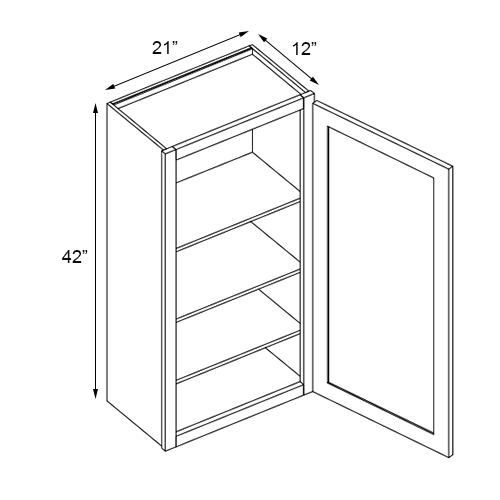 Primary Grey Shaker Single Door Wall Cabinet - 21" W x 42" H