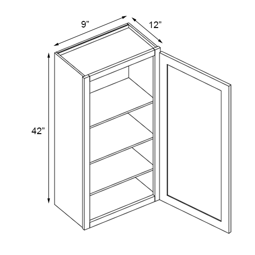 Primary Grey Shaker Single Door Wall Cabinet - 9" W x 42" H
