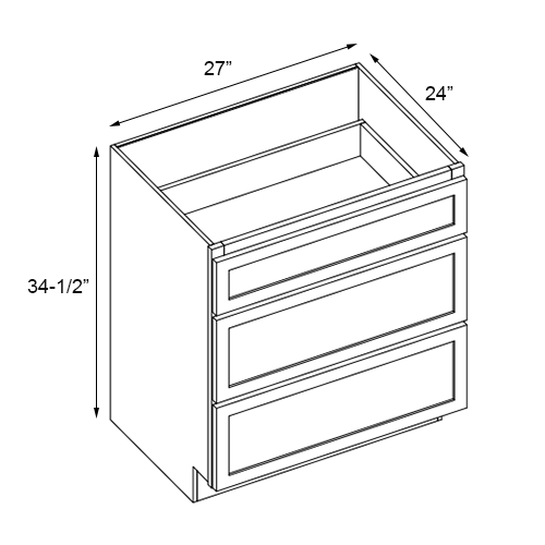 Shaker Hickory Drawer Base Cabinet - 27" W