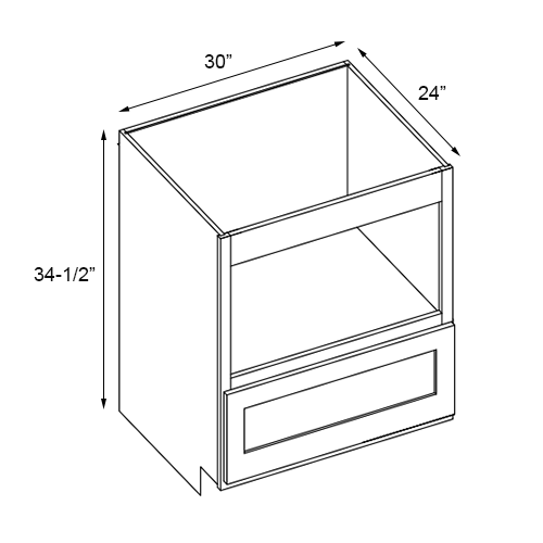 Shaker Hickory Microwave Base Cabinet - 30" W