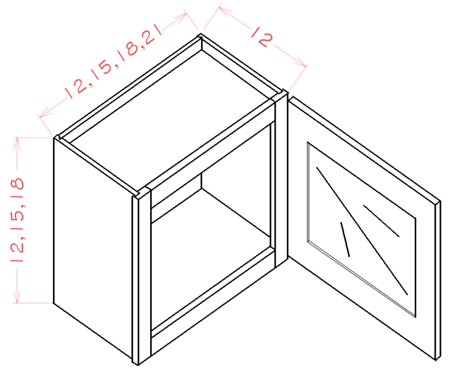 Gunnison Shaker Wall Stacker Cabinet (Routed for Glass) - 12"W x 12"H