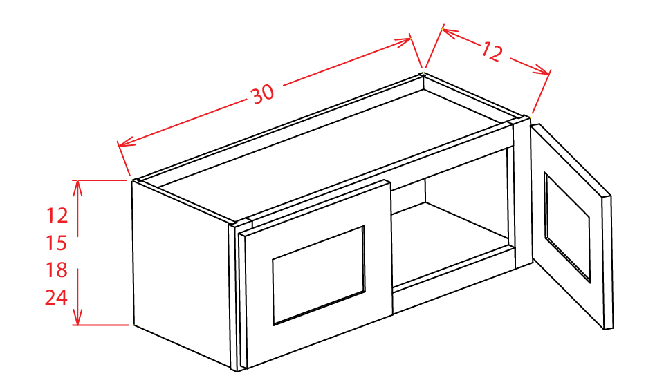 Timber Mist Wall Cabinet - 30"W X 12"H X 12"D