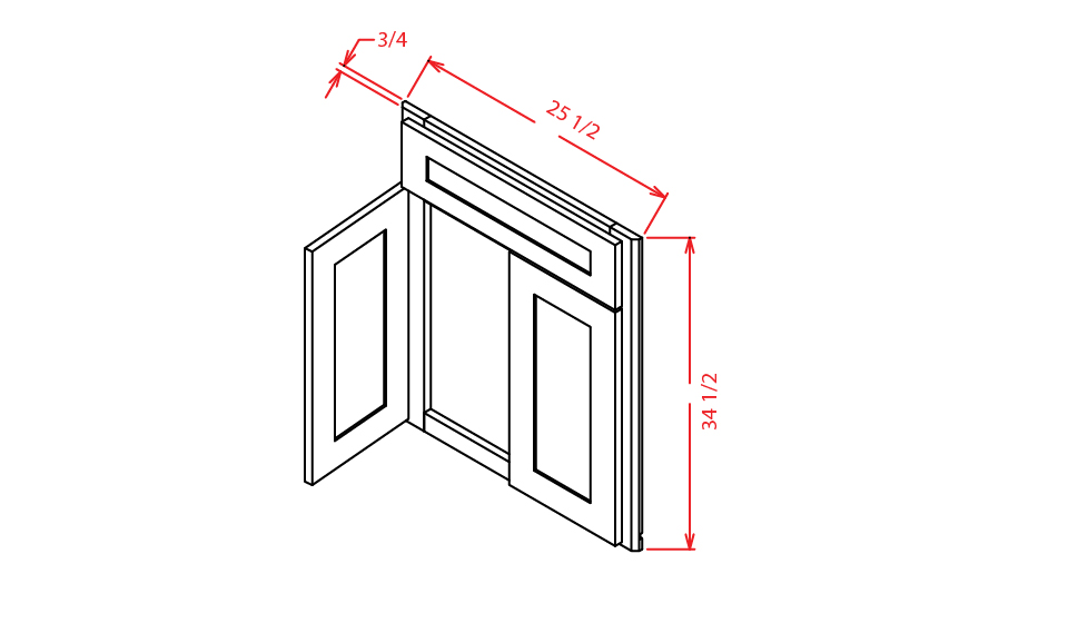 Timber Mist Corner Sink Base Front - 26-1/4"W X 30"H
