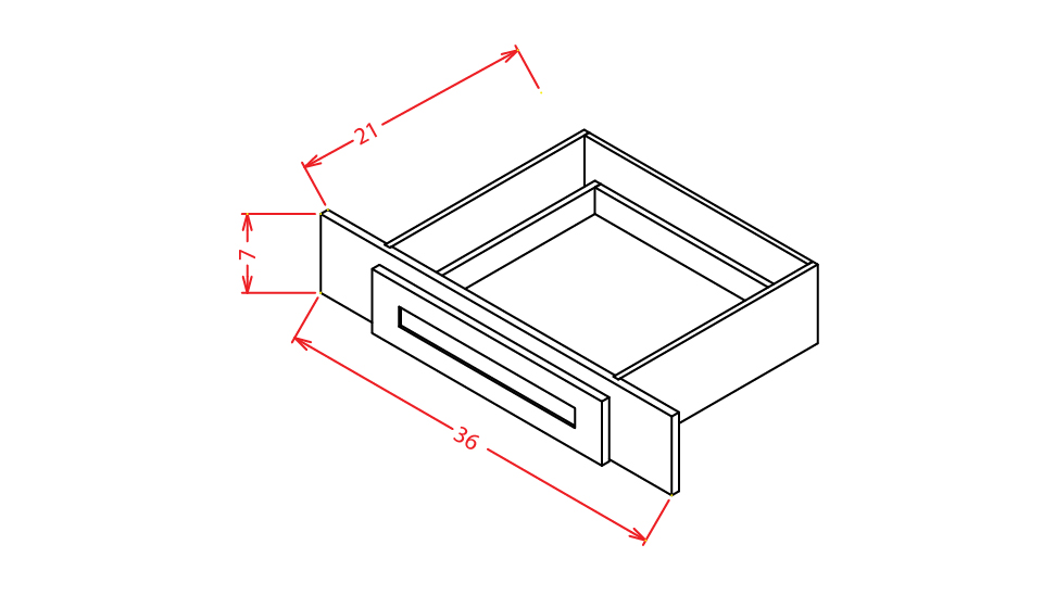 Timber Mist Knee Drawer - 36"W X 7"H X 21"D