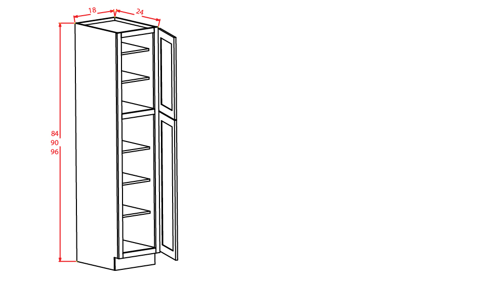 Natural Shaker Wall Pantry - 18"W X 24"D X 90"H