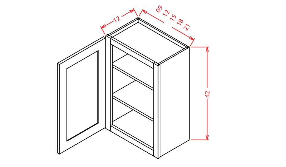 Natural Shaker Wall Cabinet - 18"W X 42"H X 12"D