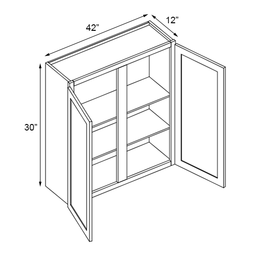 Florence Honey Shaker Double Door Wall Cabinet - 42" W x 30" H