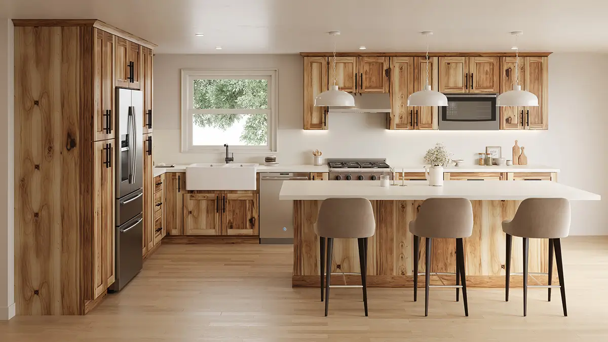 Natural Hickory Shaker Kitchen Cabinets