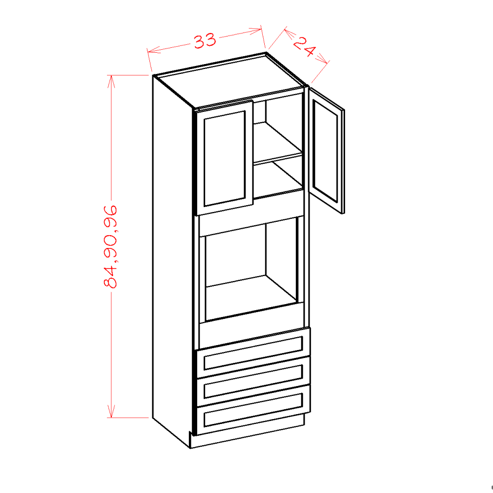 Timber Toffee Universal Oven Cabinet - 33"W X 84"H X 24"D