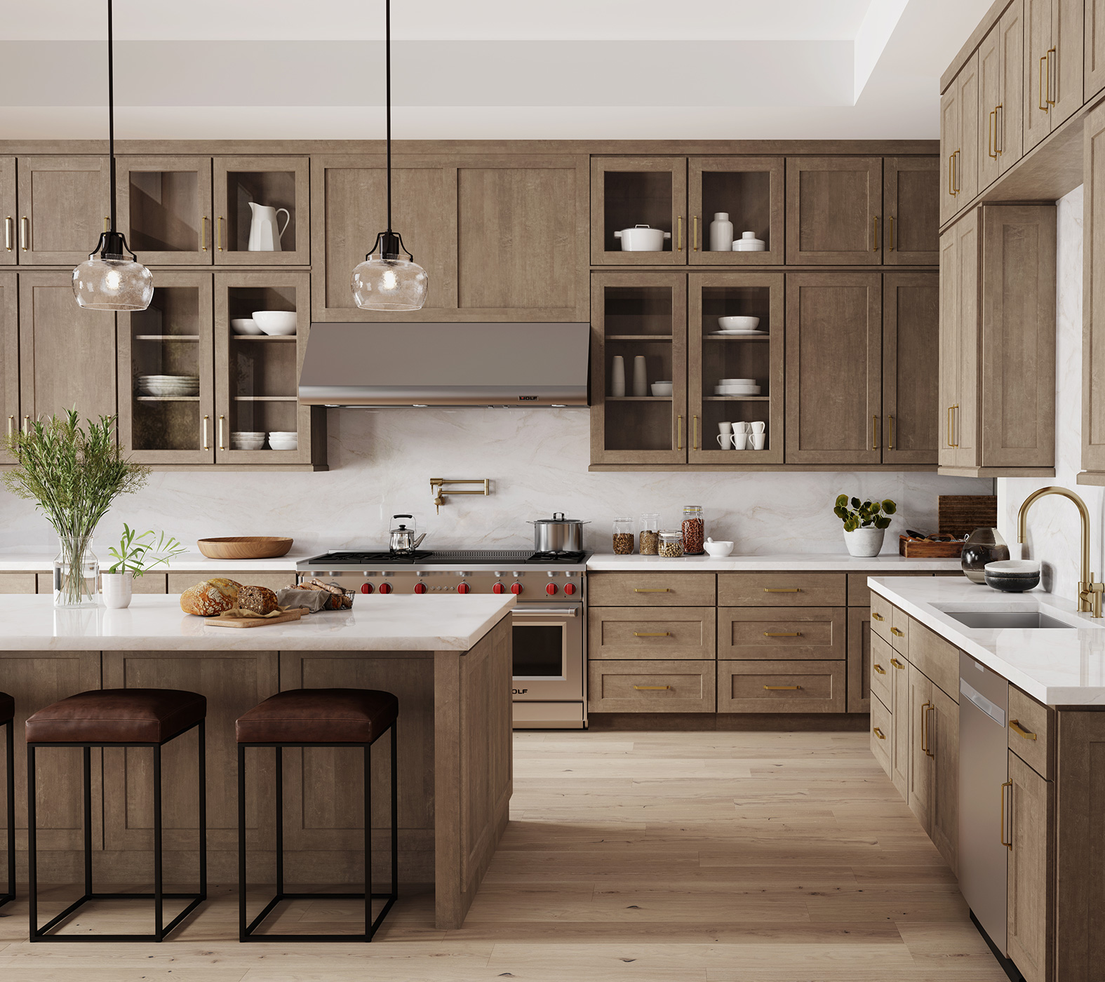 Truffle Slab Kitchen Cabinets