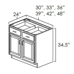 Onyx Black Shaker 39" Double Door Base Cabinet