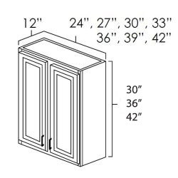Onyx Black Shaker 24" x 30" Double Door Wall Cabinet