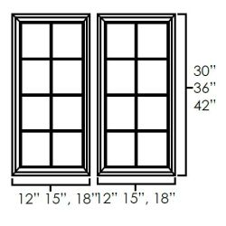 Onyx Black Shaker 30" x 42" Double Glass Mullion Doors
