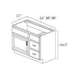 Sage Green Shaker 24" x 21" Vanity Single Door Cabinets - Right Drawer