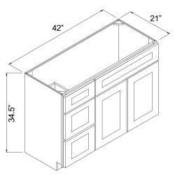 Sage Green Shaker 42" x 21" Vanity Single Door Cabinets - Left Drawer