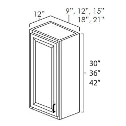 Onyx Black Shaker 12" x 30" Single Door Wall Cabinet