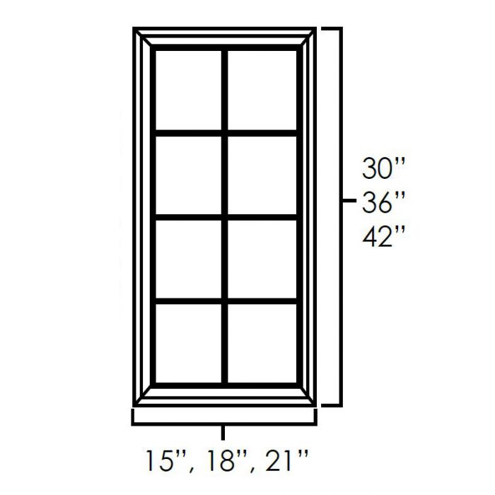 Onyx Black Shaker 21" x 30" Single Glass Mullion Doors