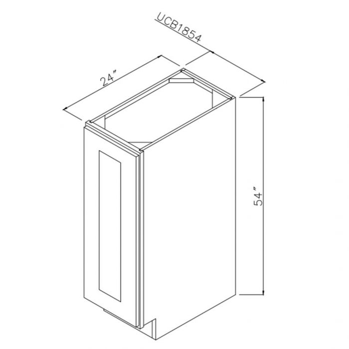 Onyx Black Shaker 18" x 54" Bottom Cabinet for Split Pantries Door Left
