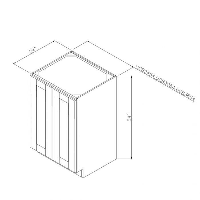 Onyx Black Shaker 24" x 54" Bottom Cabinet for Split Pantries