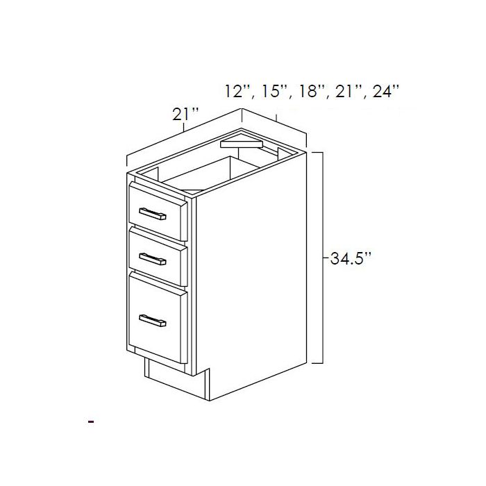 Sage Green Shaker 15" x 21" Vanity Drawer Base Cabinets