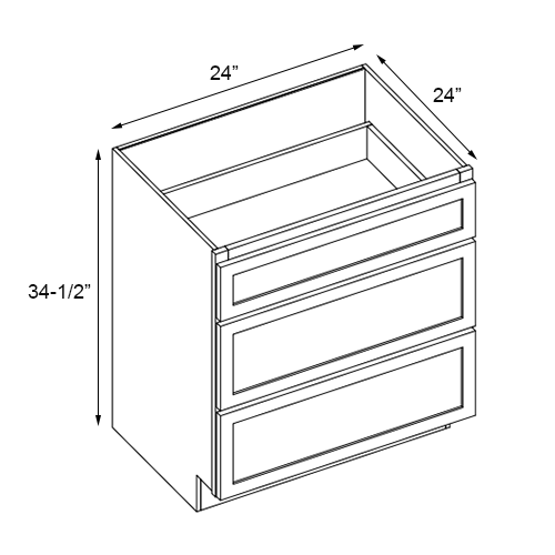 Slim White Oak Drawer Base Cabinet - 24" W