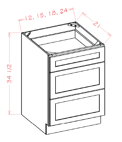 Timber Green Vanity Drawer Base Cabinet - 24"W