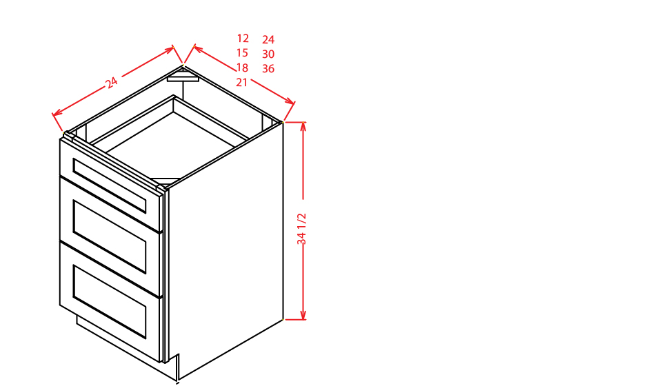 Timber Green Drawer Base Cabinet - 21"W