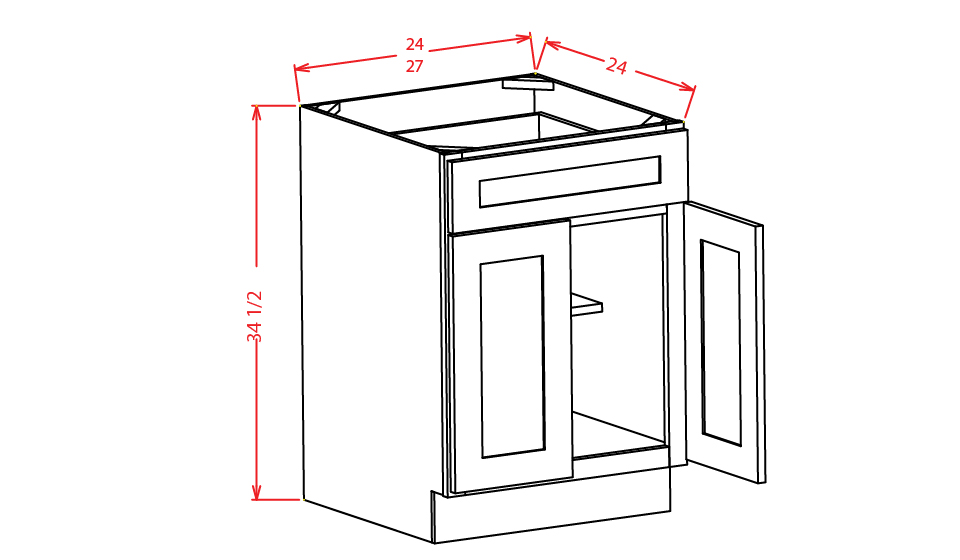 Timber Green Double Door Base Cabinet - 27"W