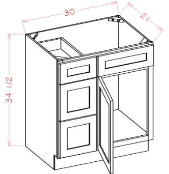 Timber Green Vanity Sink Base - 30"W X 21"D X 34-1/2"H (Left)