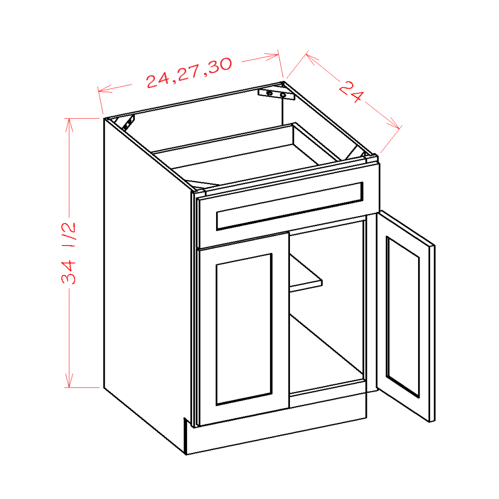 Timber Green Base Cabinet - 30"W x 34-1/2"H x 24"D