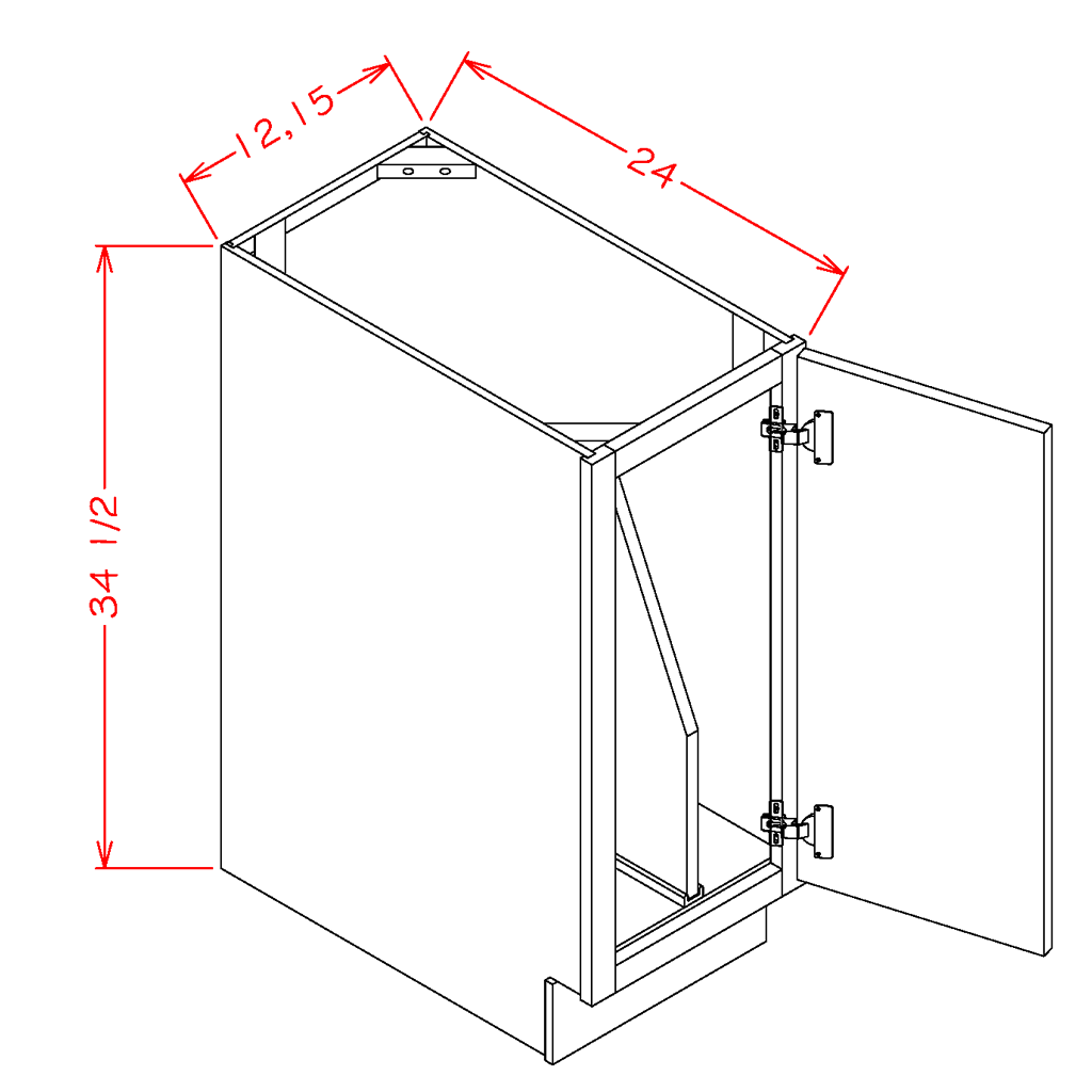 Timber Green Full Height Door Tray Divider Base Cabinet Kit - 12"W x 34-1/2"H x 24"D