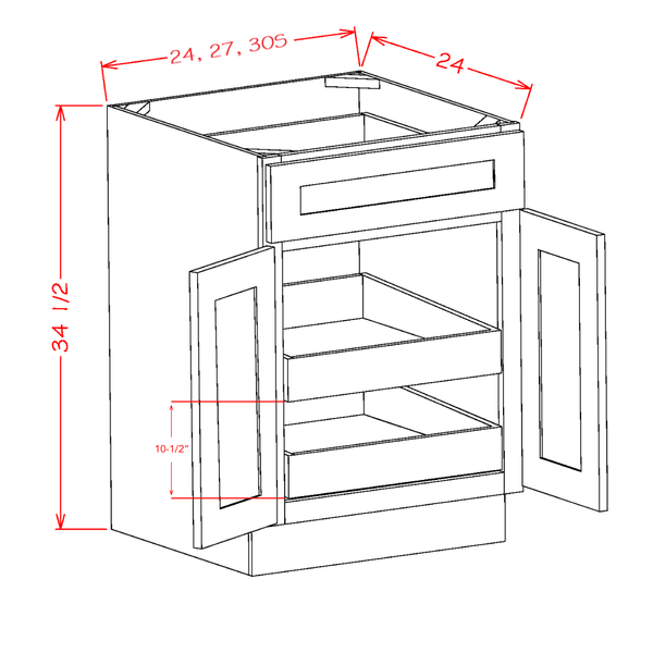 Timber Green One Rollout Shelf Base Cabinet 24"W x 34-1/2"H x 24"D