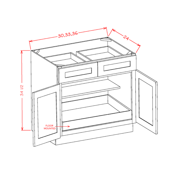 Timber Green One Rollout Shelf Base Cabinet 24"W x 34-1/2"H x 24"D