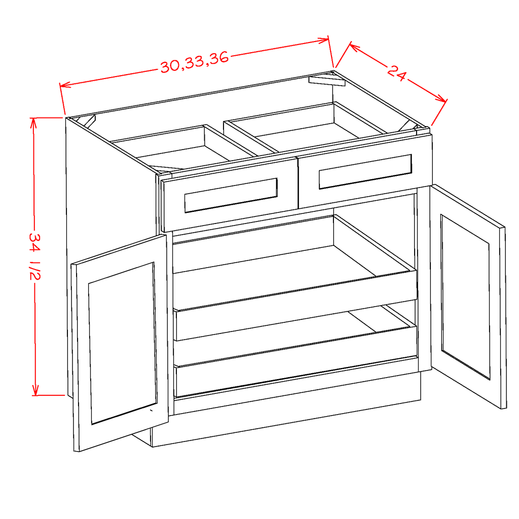 Timber Green One Rollout Shelf Base Cabinet 24"W x 34-1/2"H x 24"D