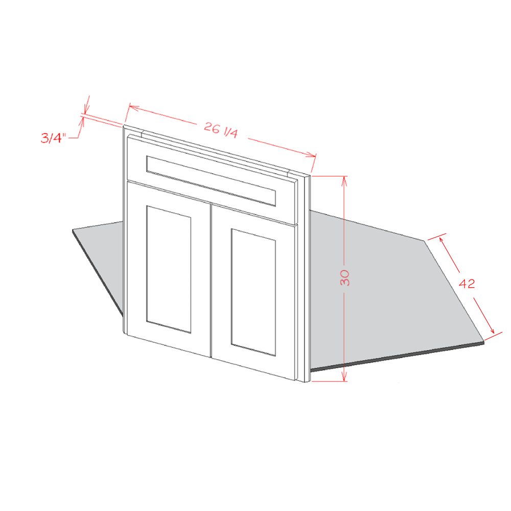 Timber Green Diagonal Corner Sink Front & Floor - 26-1/4"W x 30"H x 3/4"D