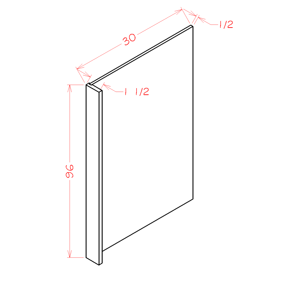Timber Green Refrigerator End Panel - 1-1/2"W x 96"H x 30"D