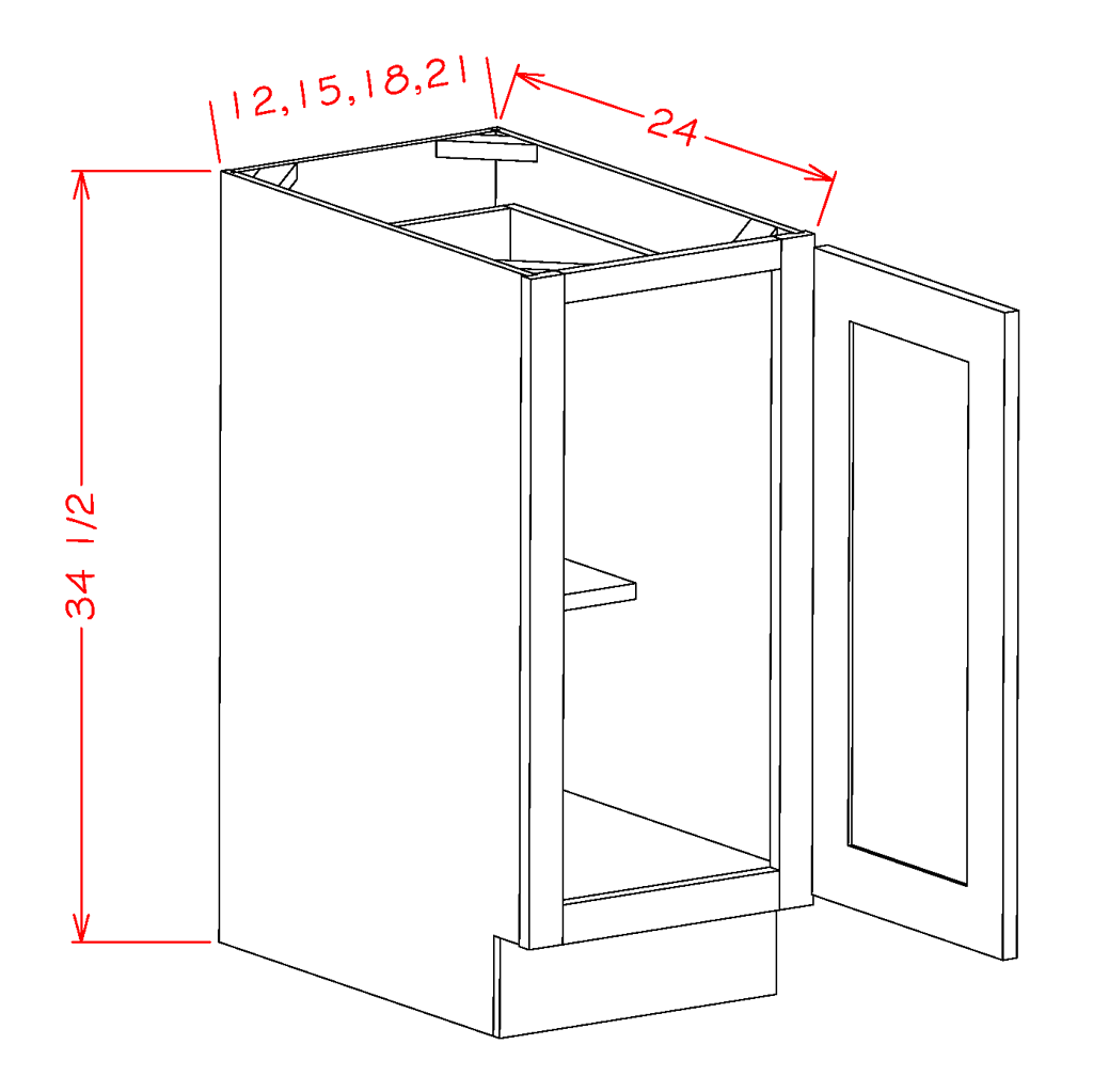 Timber White Base Full Height Door - 18"W
