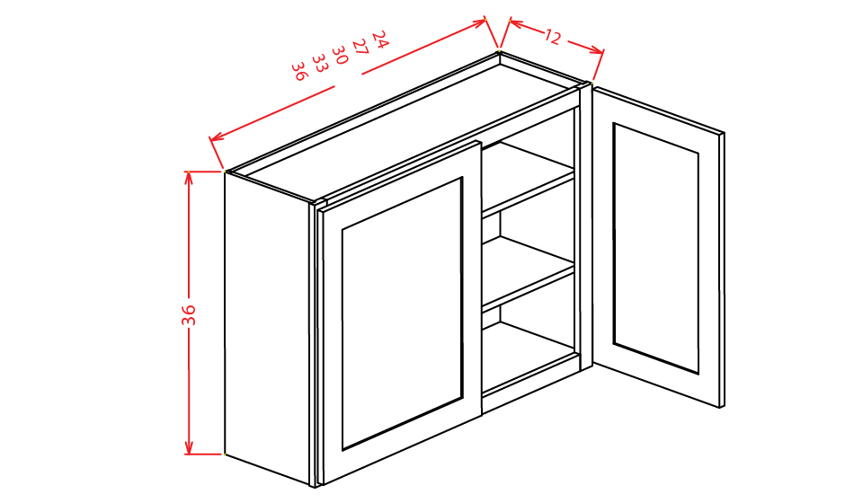 Timber White Wall Cabinet - 24"W X 36"H X 12"D